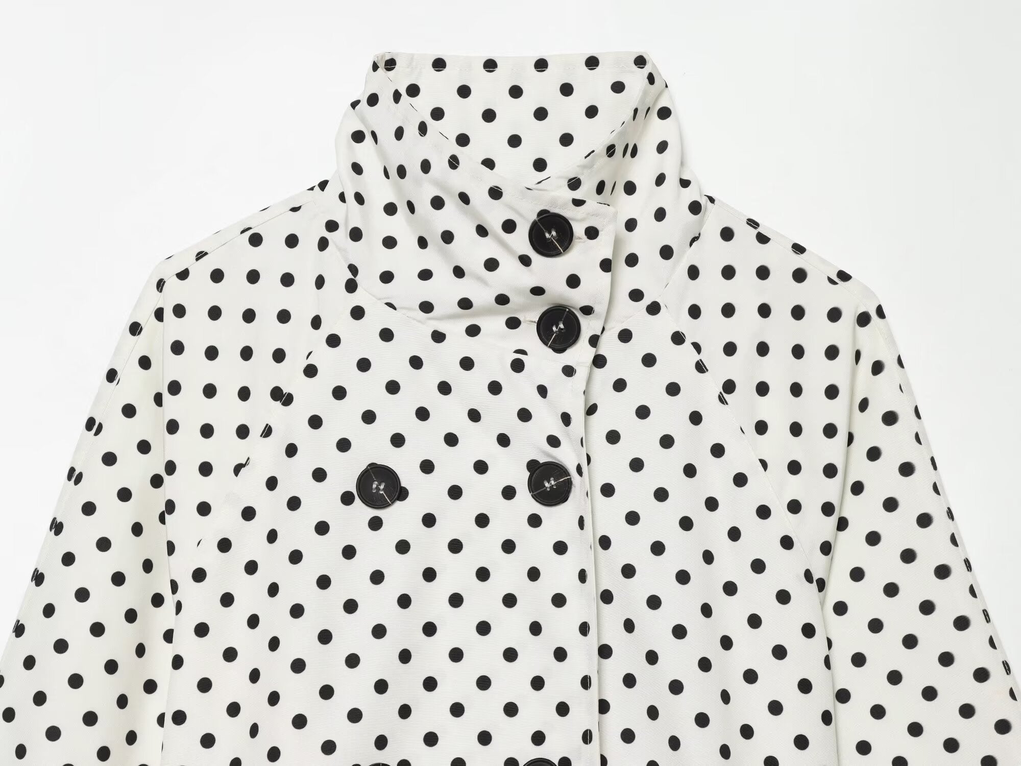 Women's With Belt stand collar polka dot trench coat