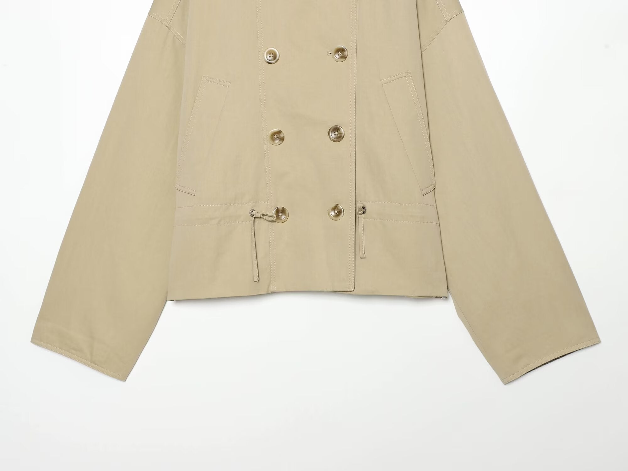 Women's retro stand collar double breasted trench coat