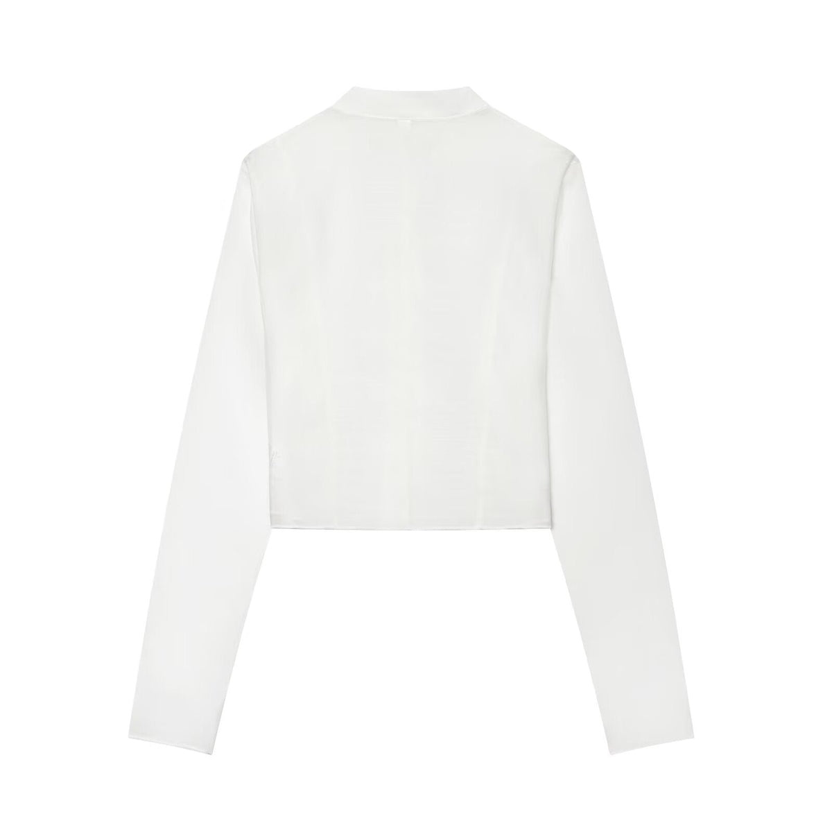 Women's standing collar buckle short top