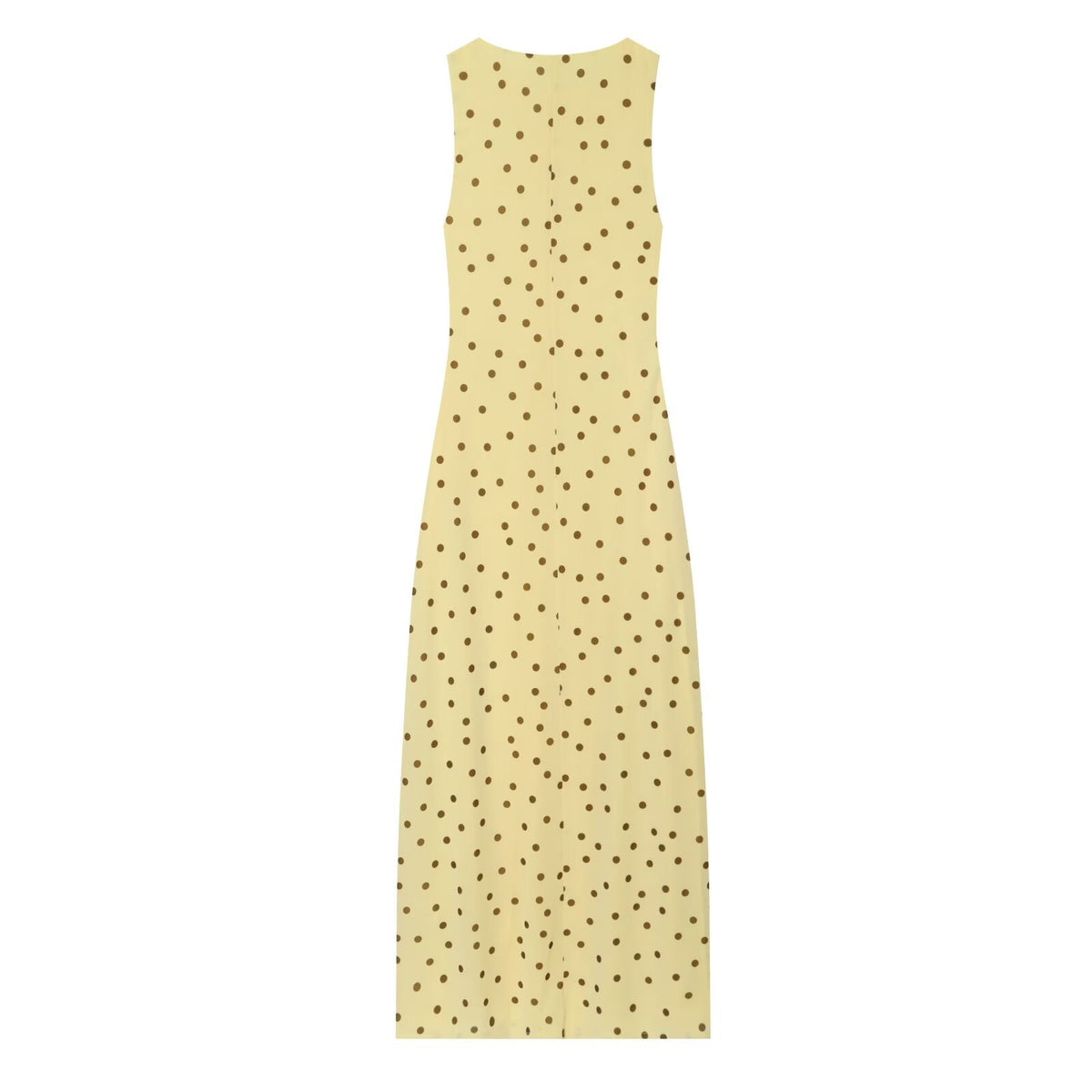 Women's sleeveless polka dot draped dress