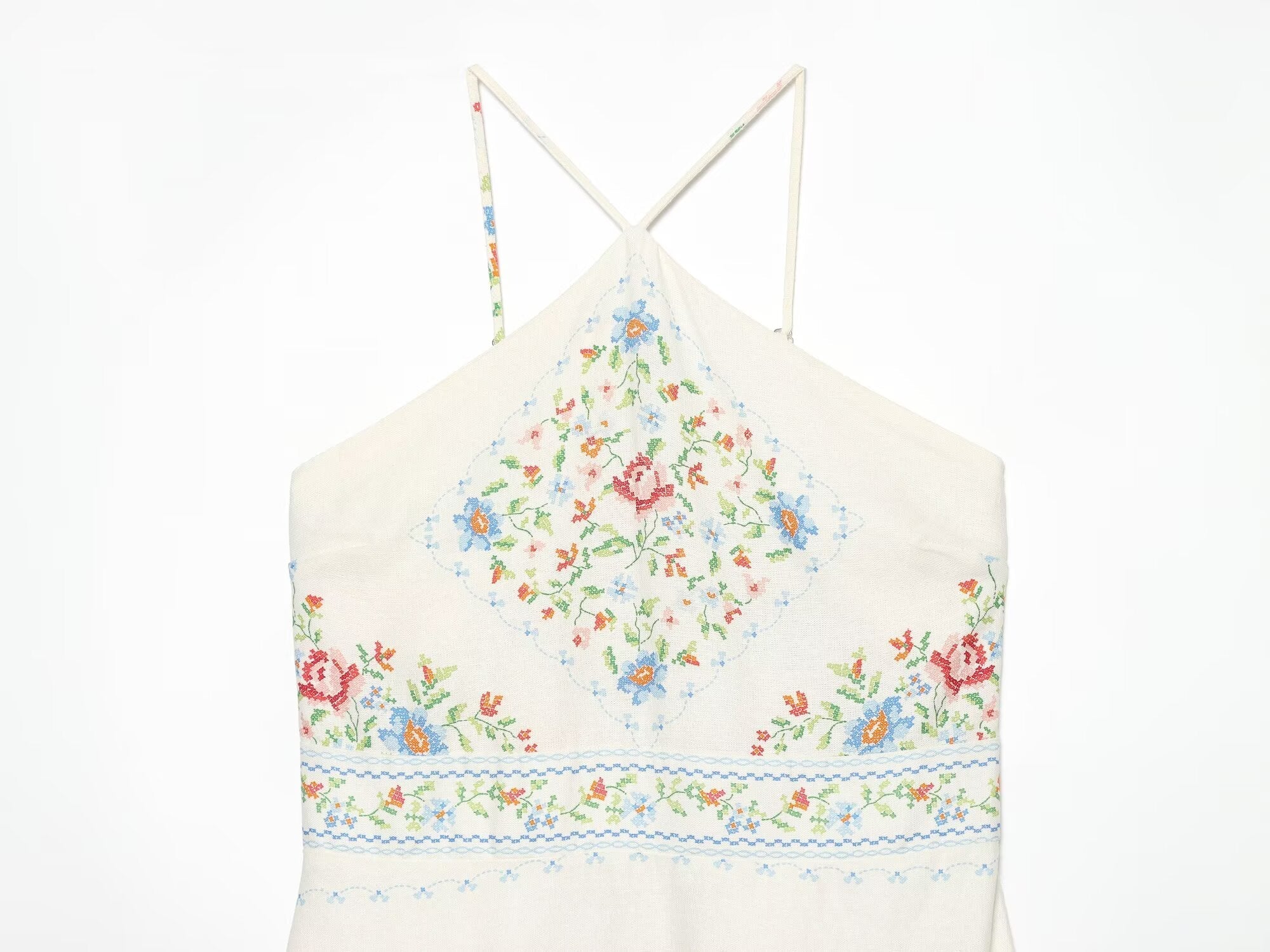 Women's linen blend printed MIDI dress