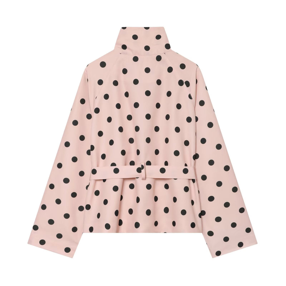 Women's With Belt stand collar polka dot trench coat