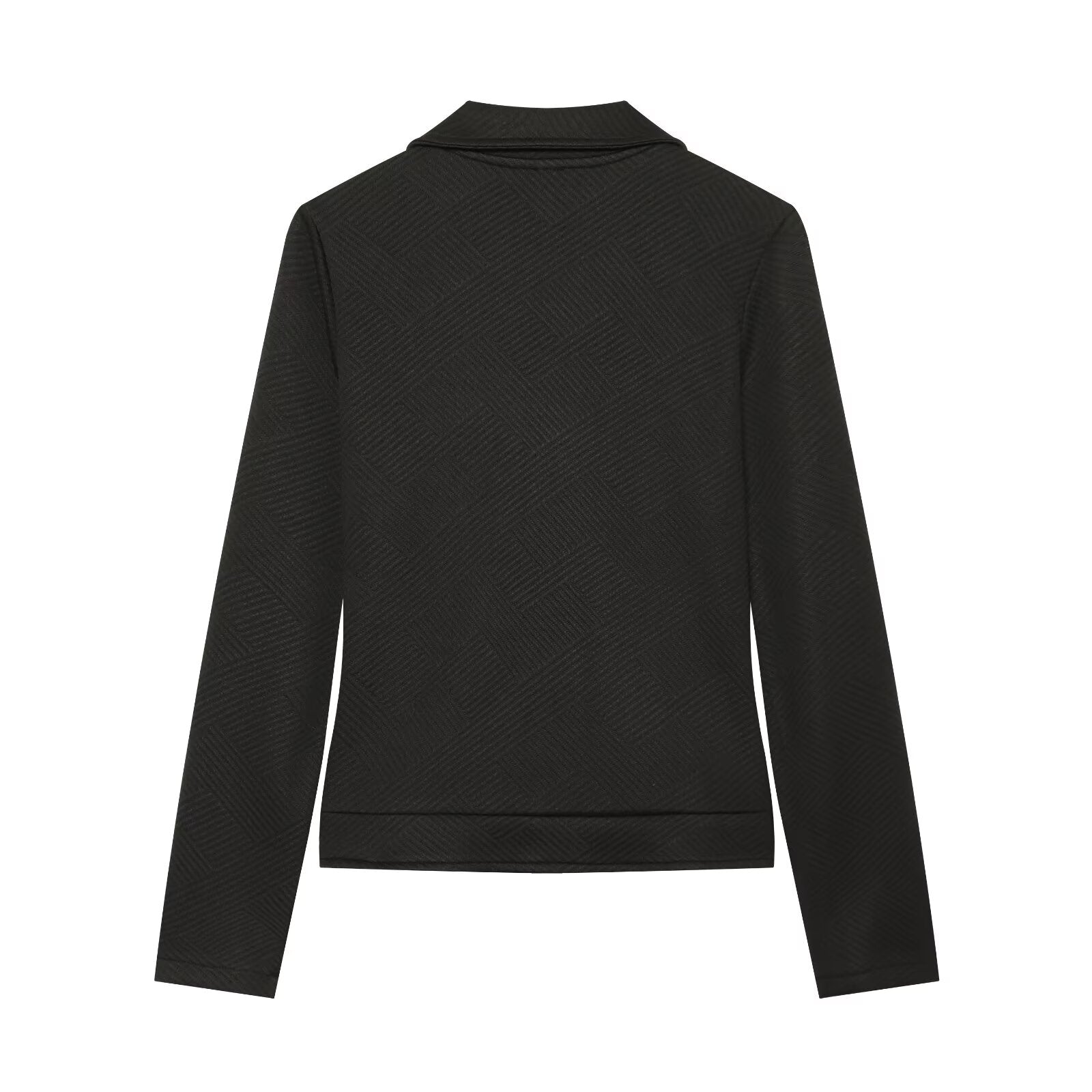 Women's diagonal zipper button decoration casual jacket