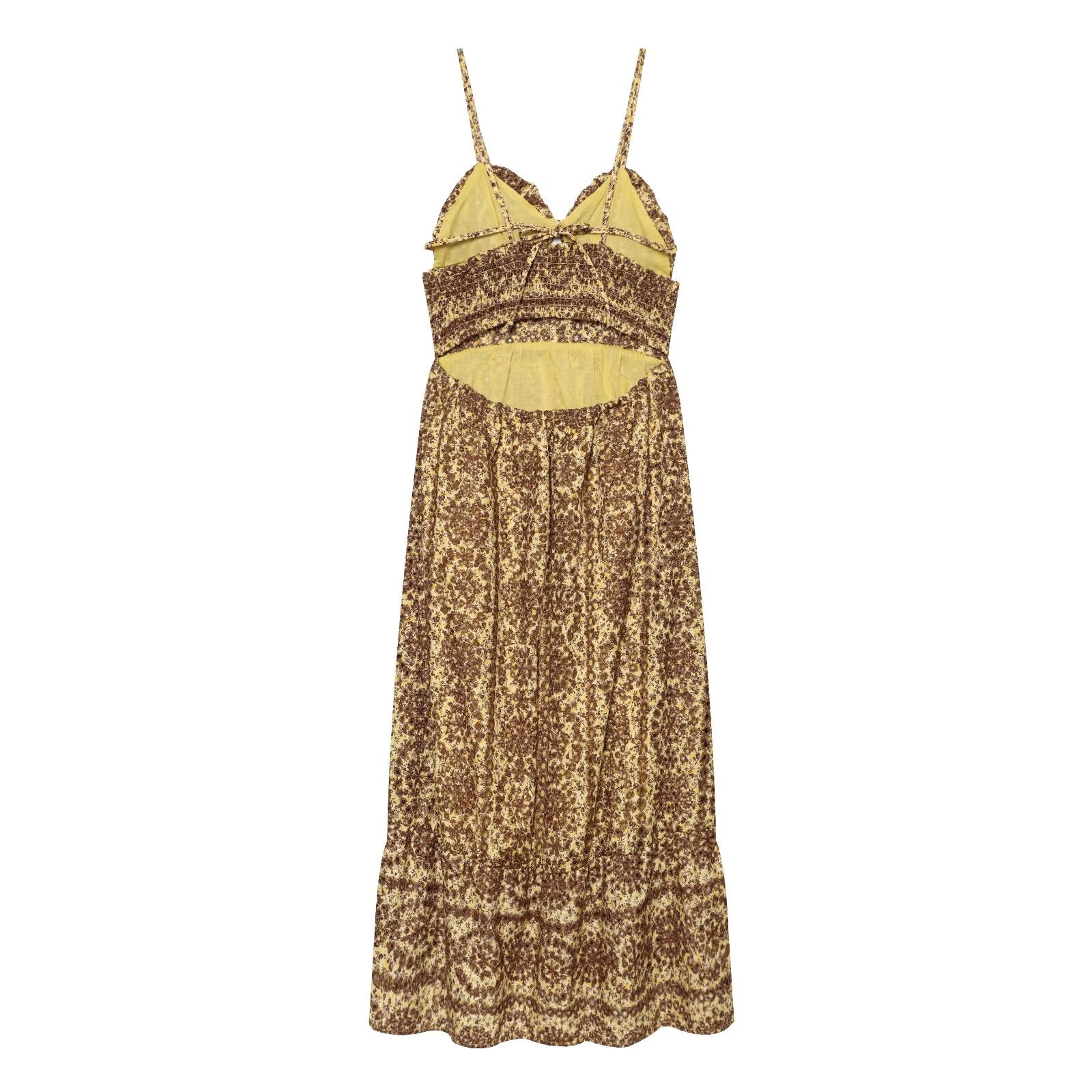 Women's open design embroidered suspender dress