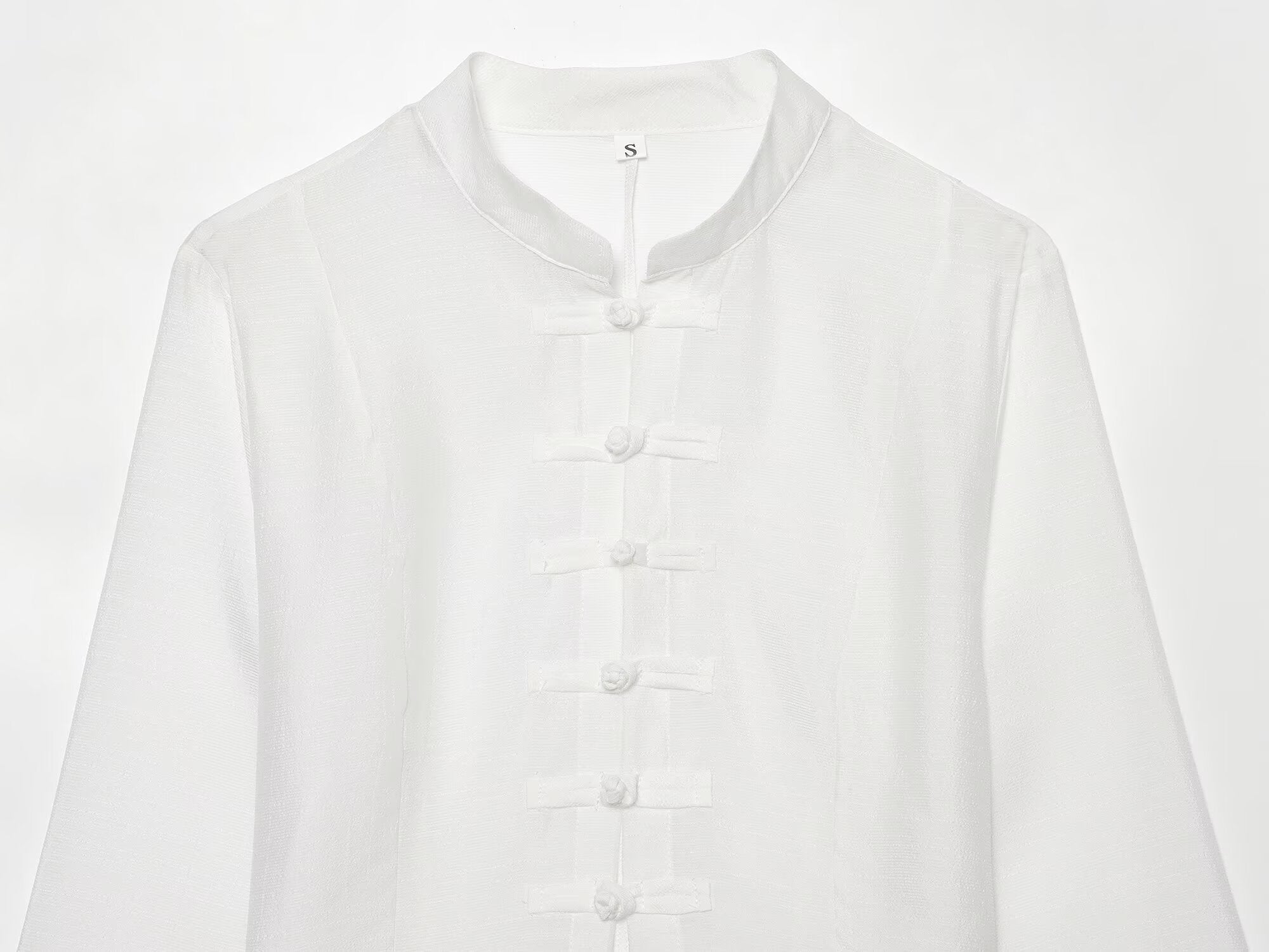 Women's standing collar buckle short top