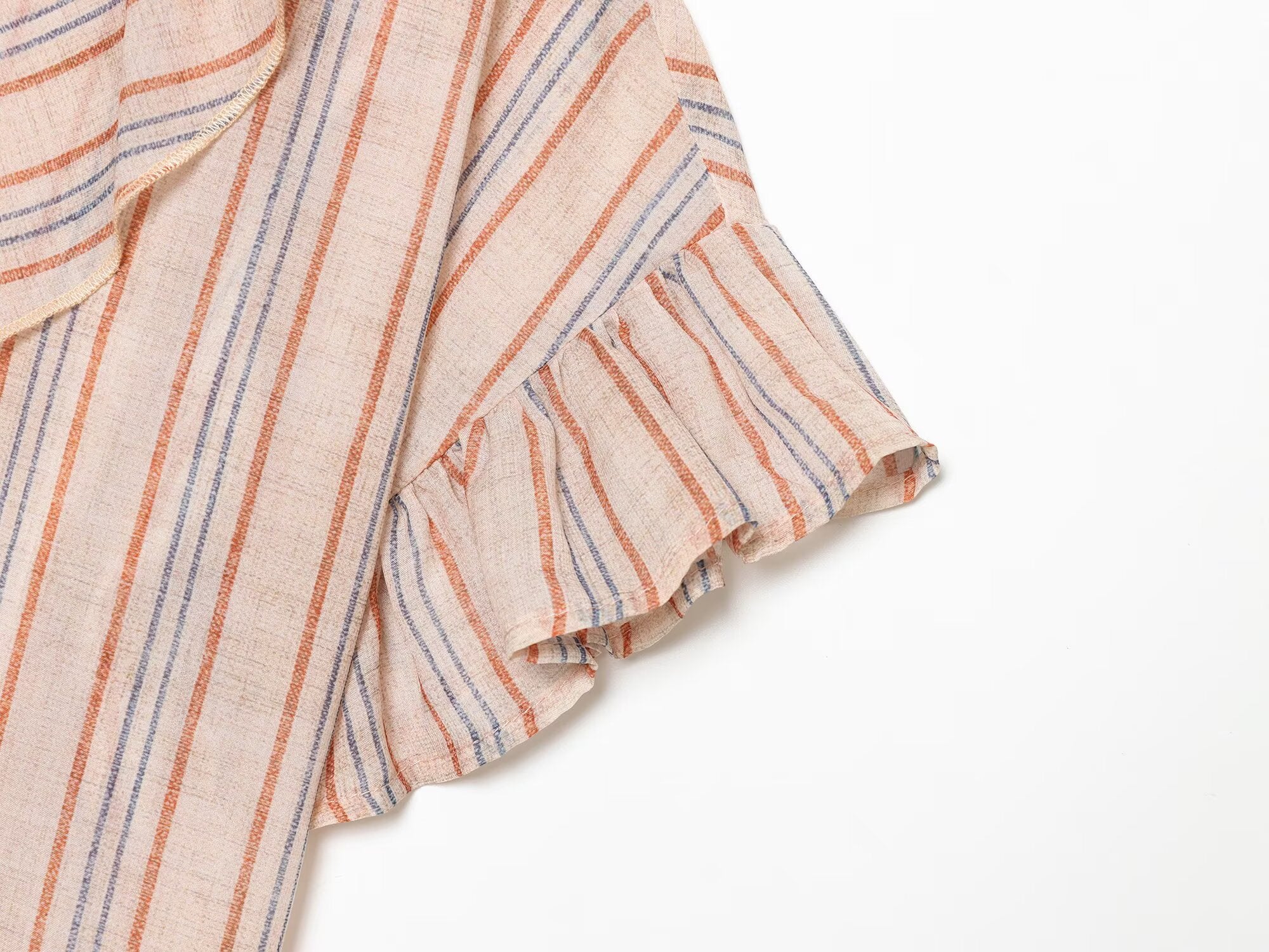 suit Women's 2 pieces striped layered decorative shirt+shorts