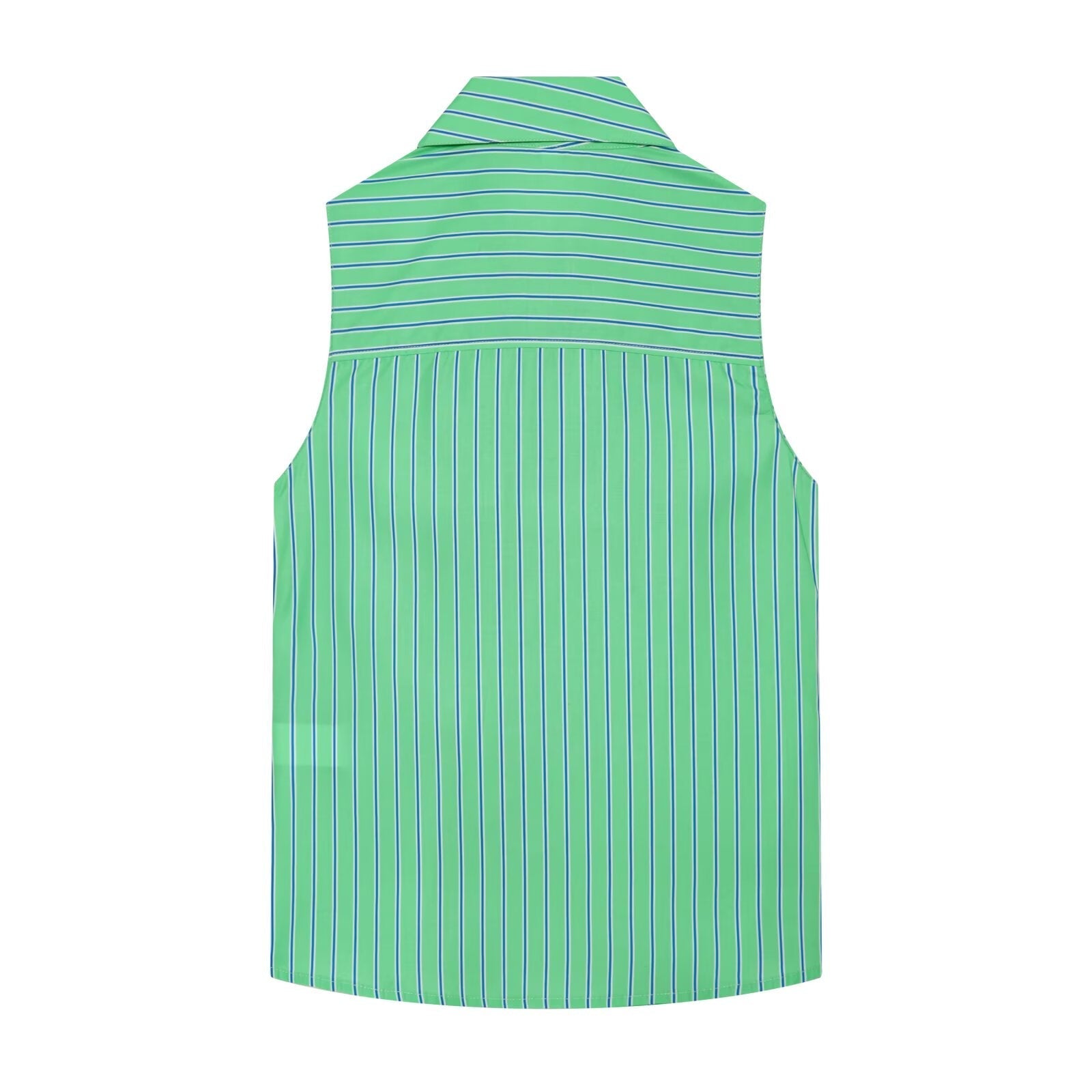 Women's bow decoration striped sleeveless shirt