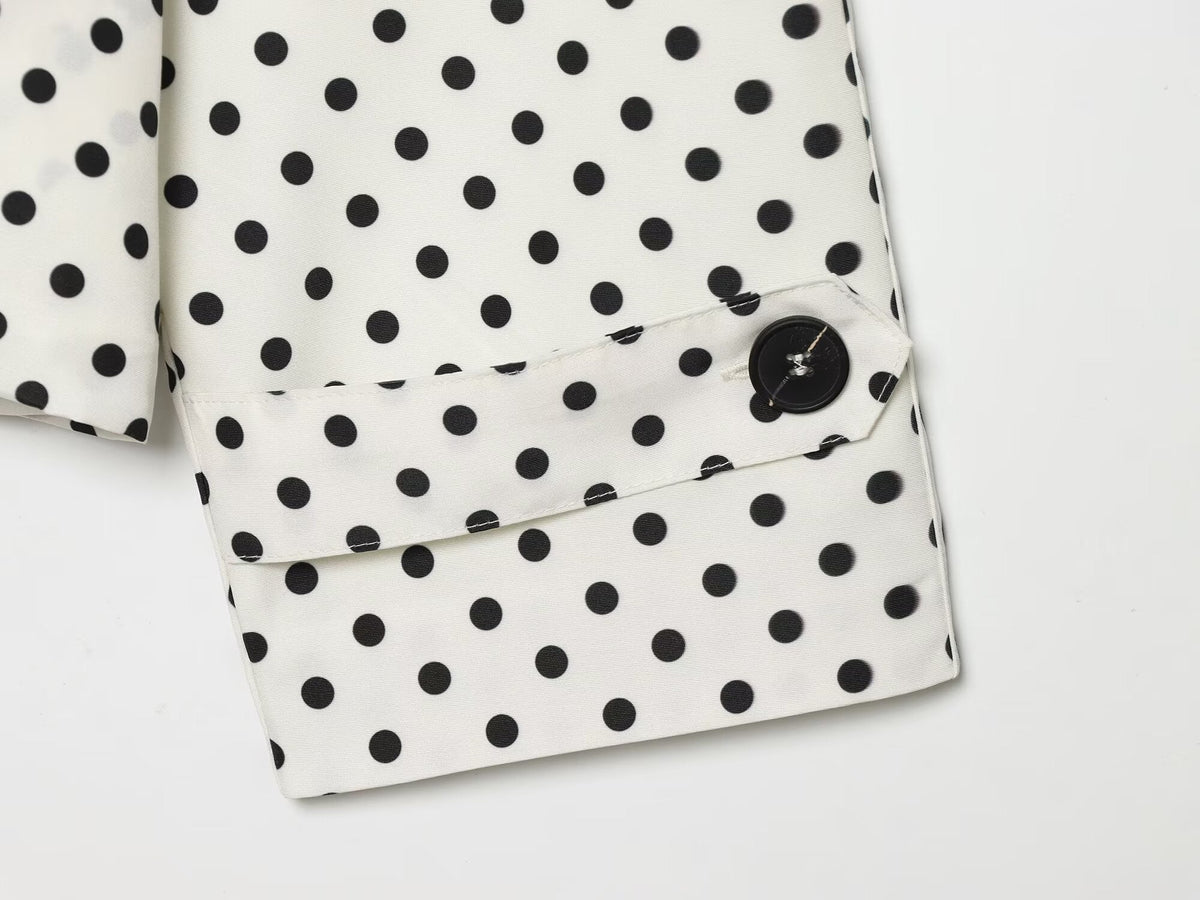 Women's With Belt stand collar polka dot trench coat