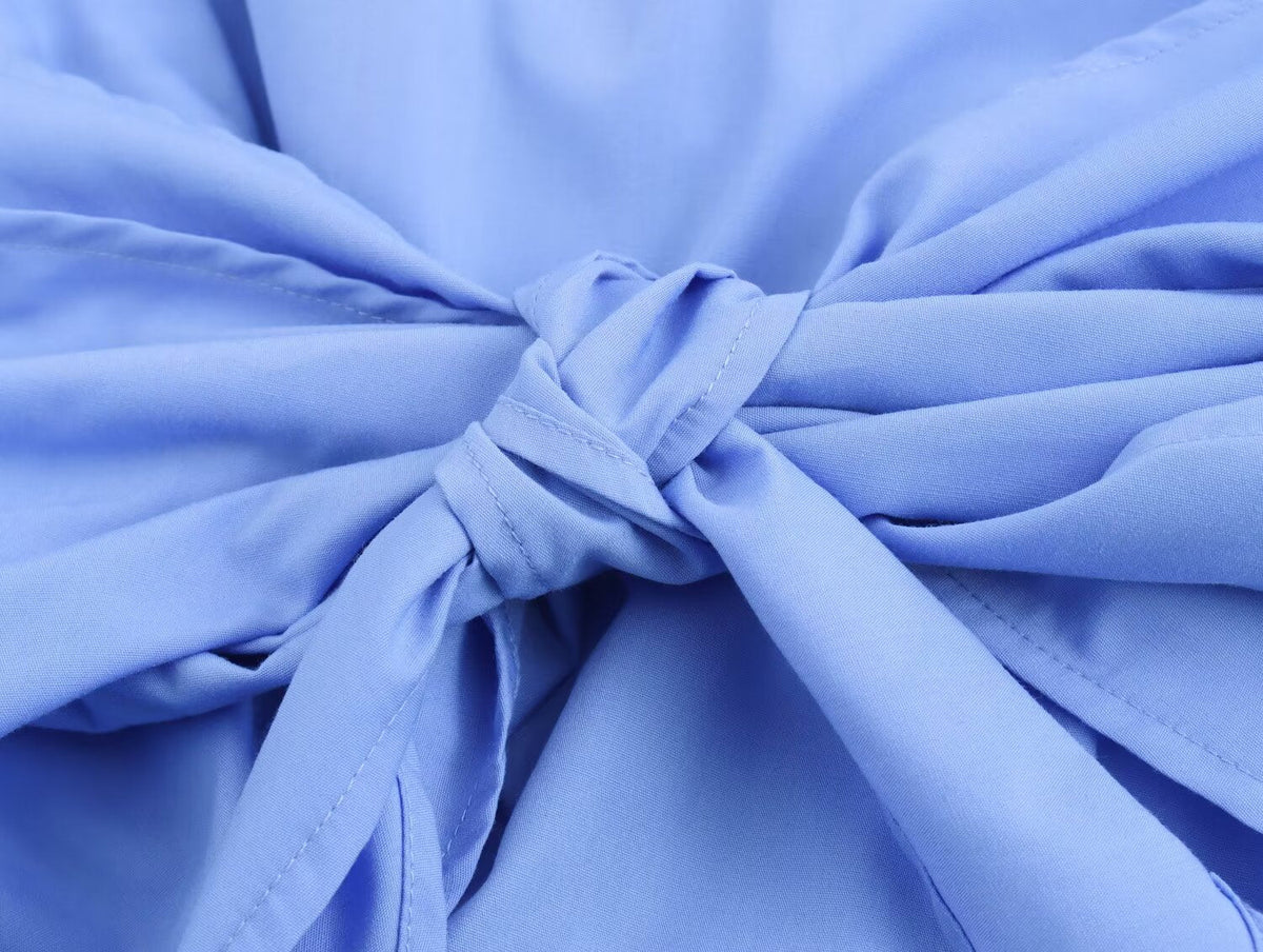 Women's bow decoration casual poplin shirt