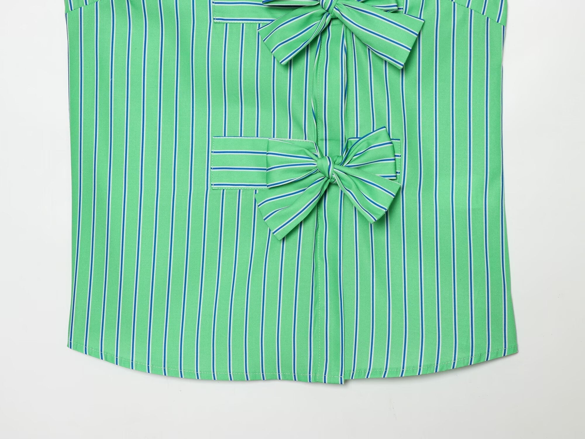 Women's bow decoration striped sleeveless shirt