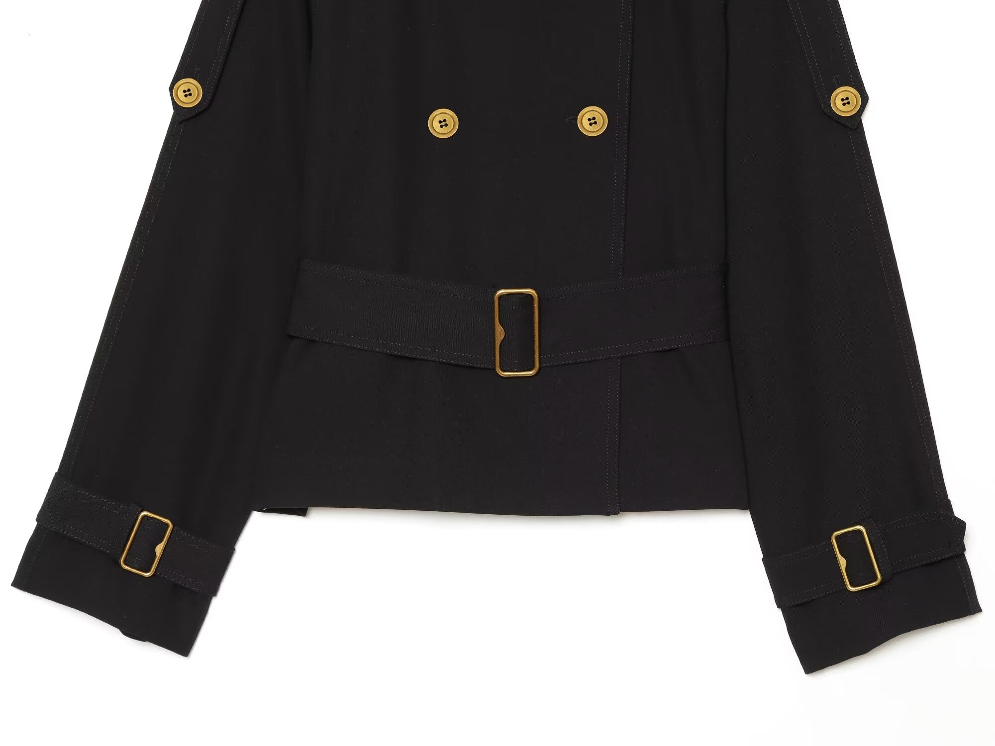 Women's With Belt stand collar windbreaker Coat