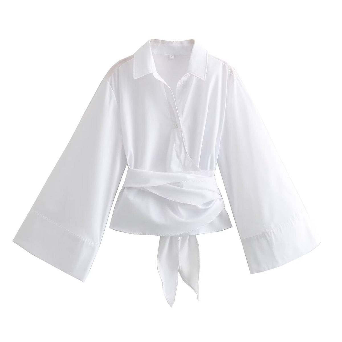 Women's bow decoration casual poplin shirt