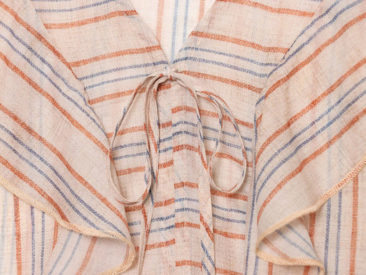 suit Women's 2 pieces striped layered decorative shirt+shorts