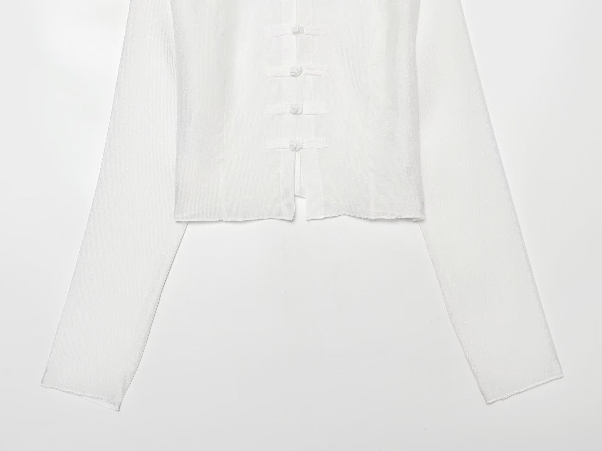 Women's standing collar buckle short top
