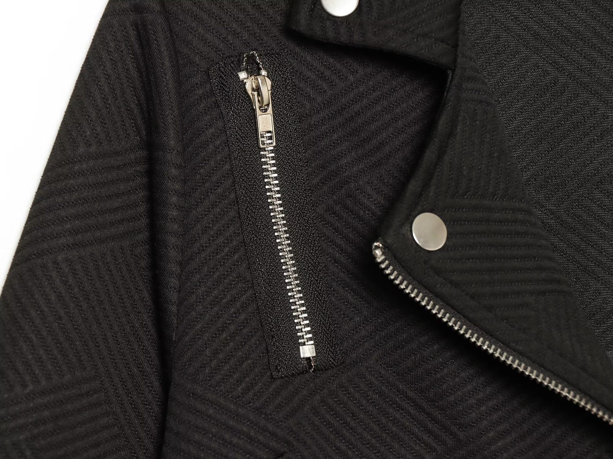 Women's diagonal zipper button decoration casual jacket