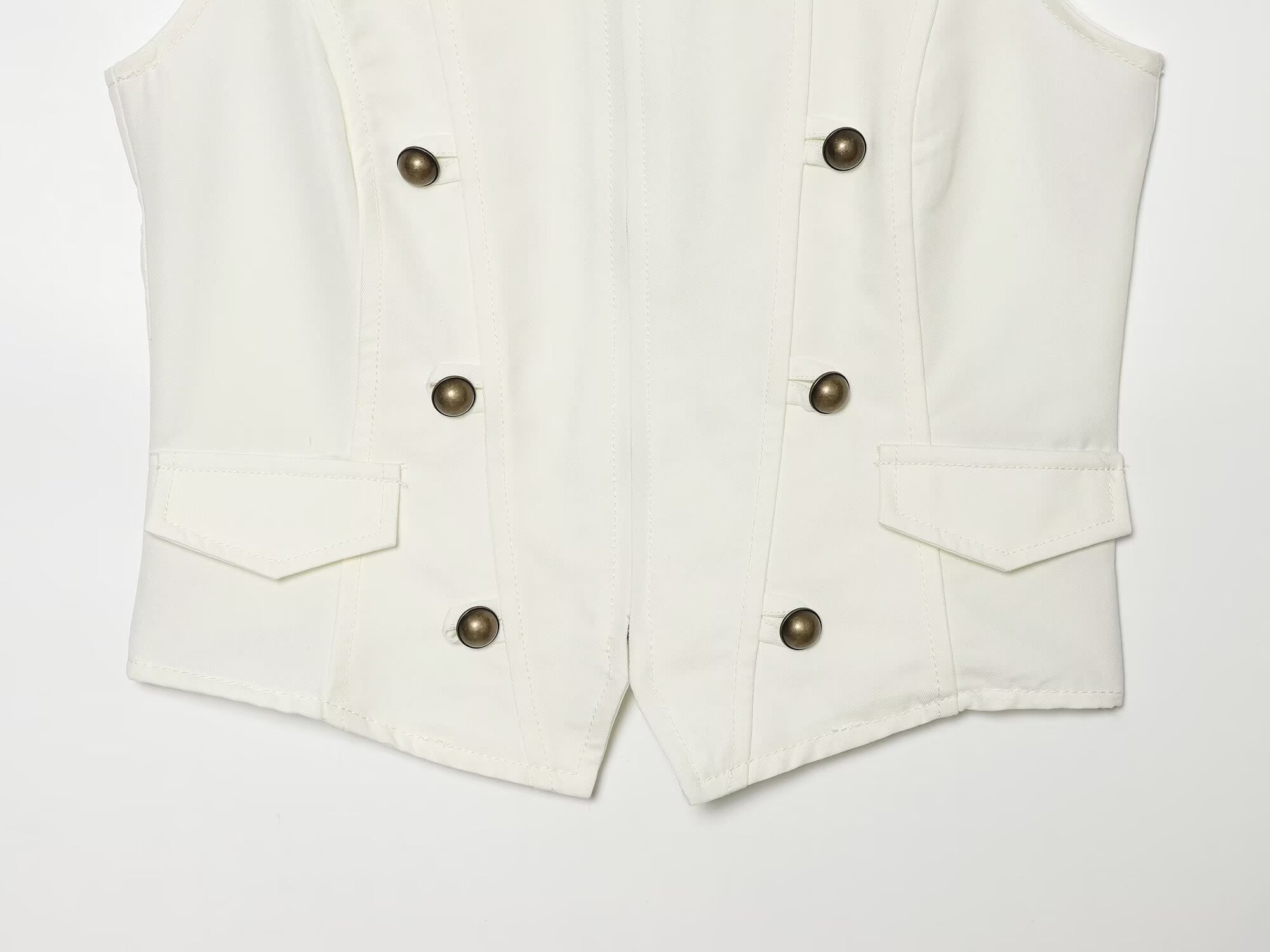 suit Women's 2 pieces zipper button up decoration sleeveless top+shorts
