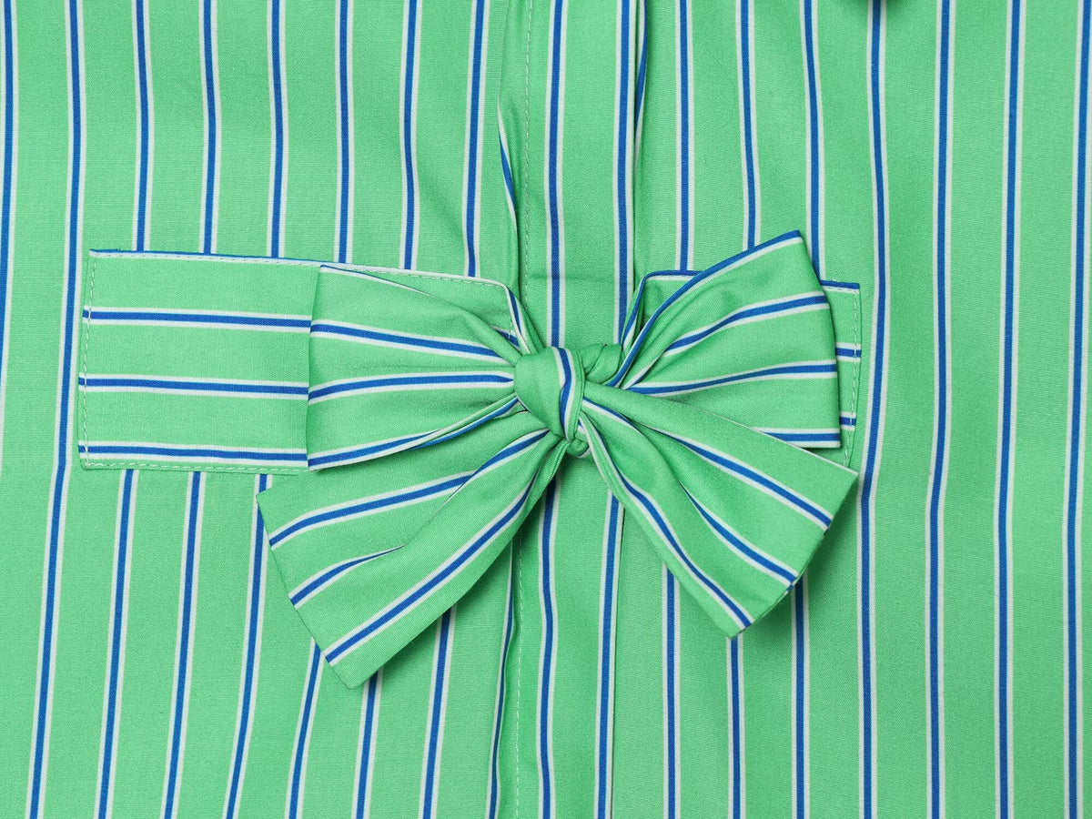 Women's bow decoration striped sleeveless shirt