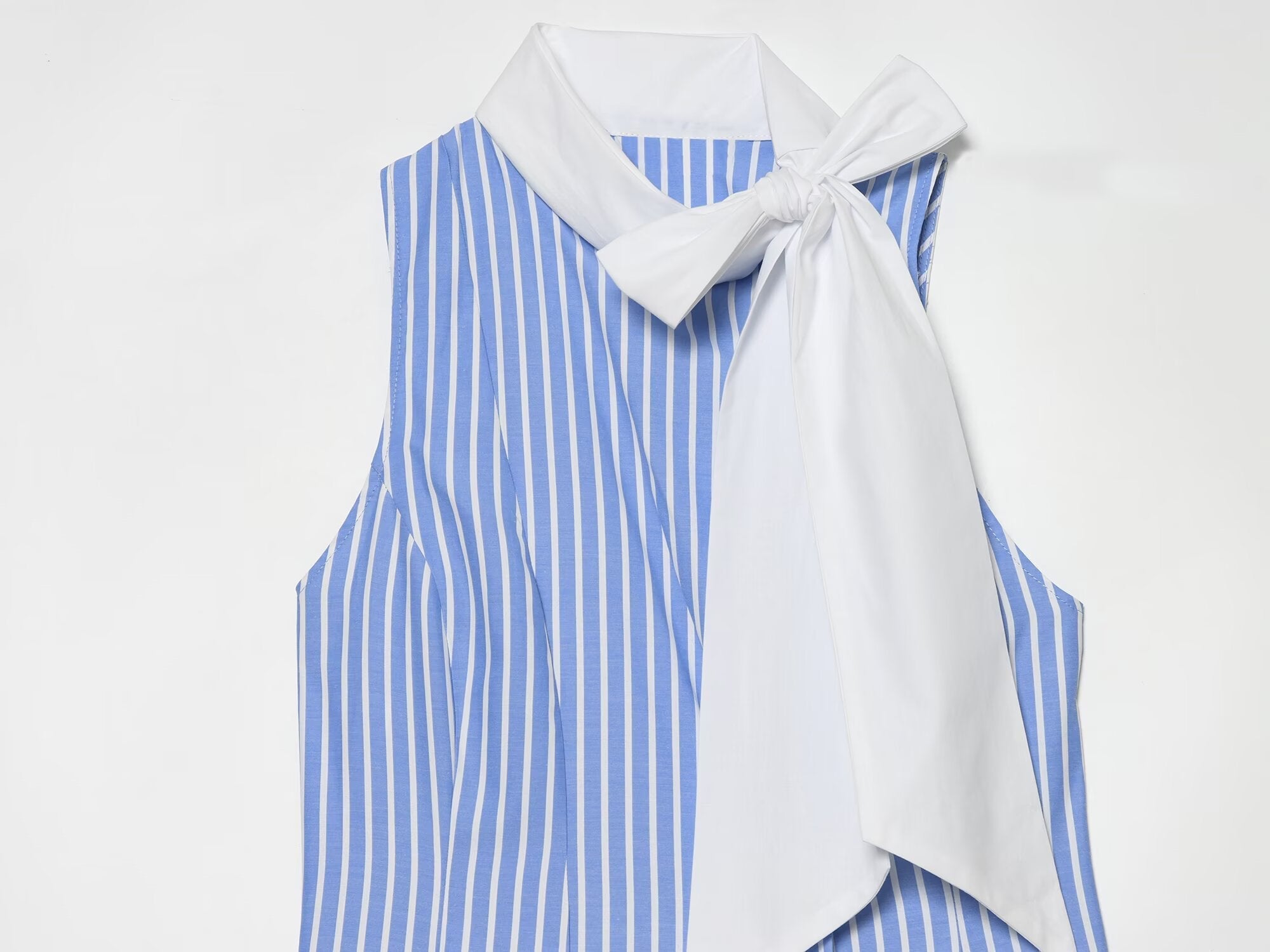 Women's bow decoration striped sleeveless shirt