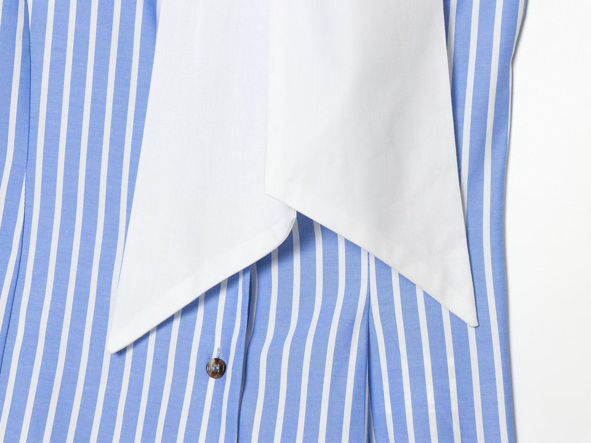 Women's bow decoration striped sleeveless shirt