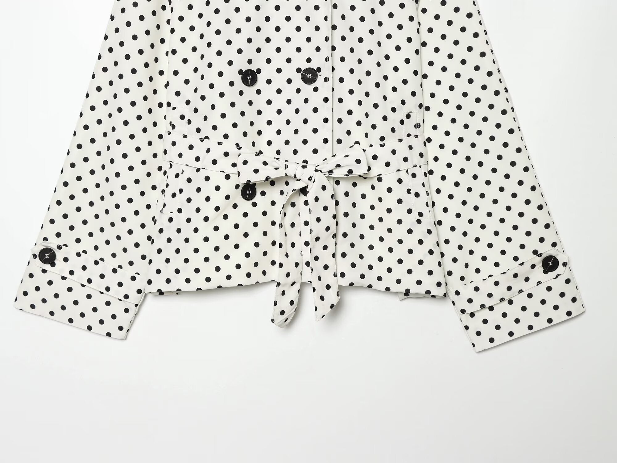 Women's With Belt stand collar polka dot trench coat
