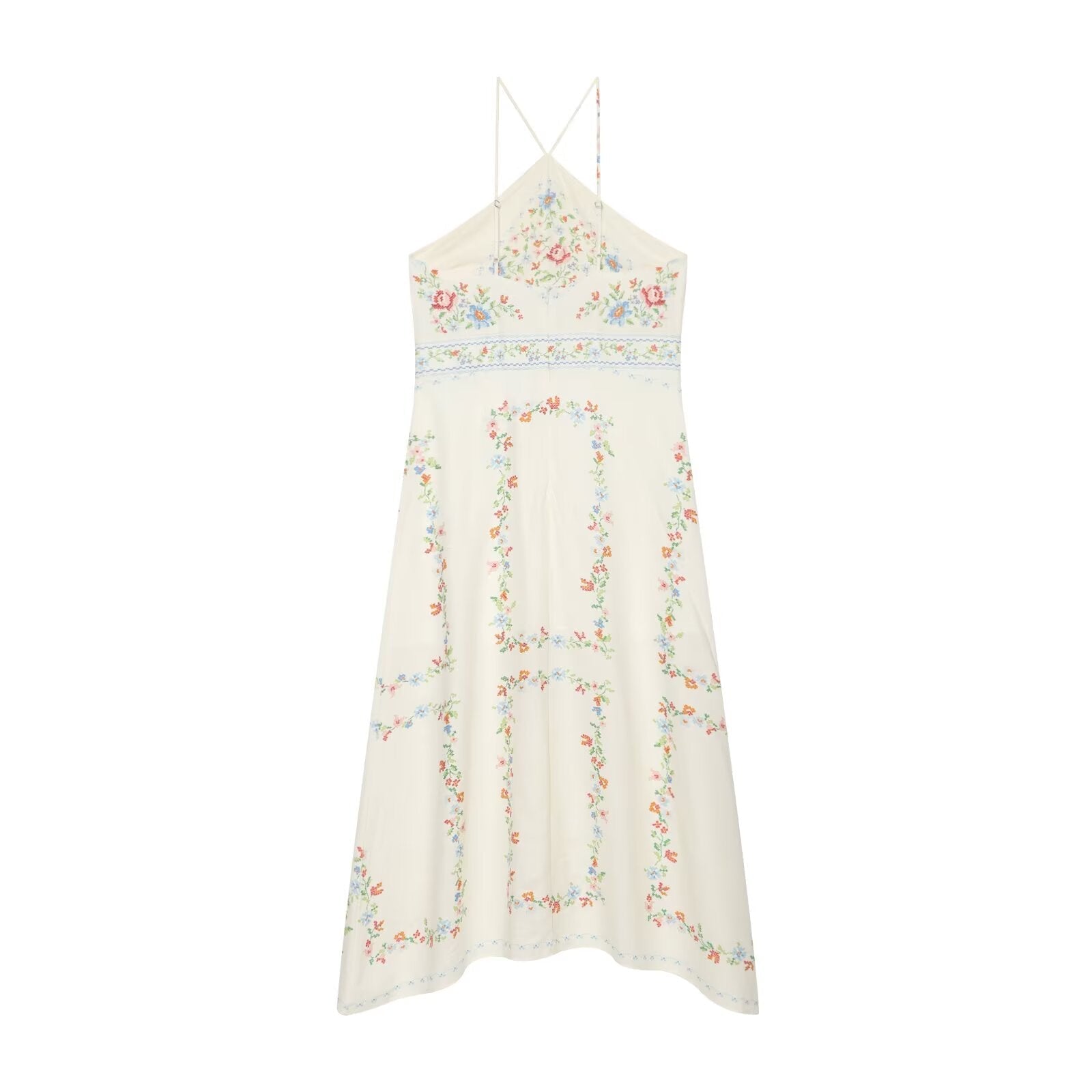 Women's linen blend printed MIDI dress