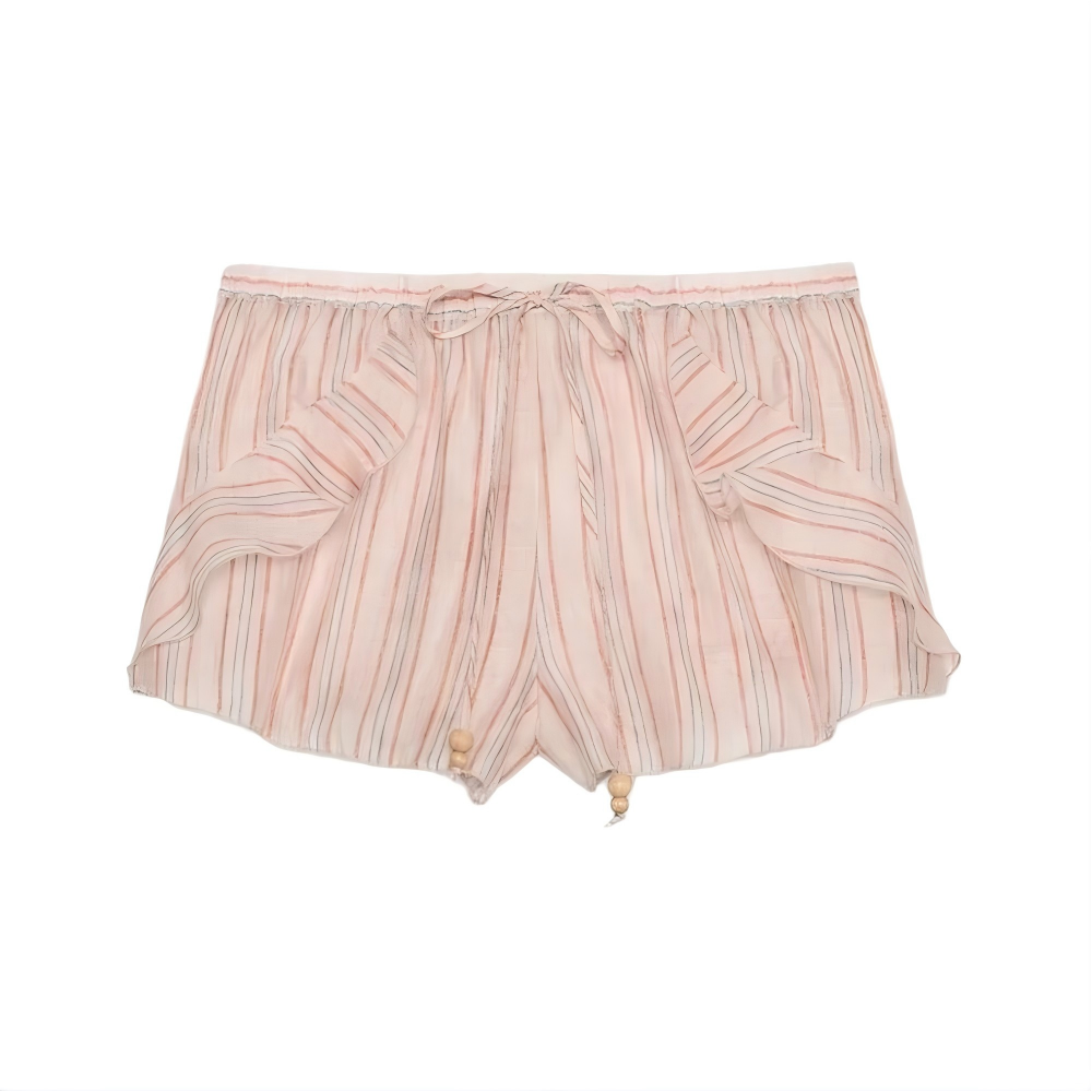 suit Women's 2 pieces striped layered decorative shirt+shorts