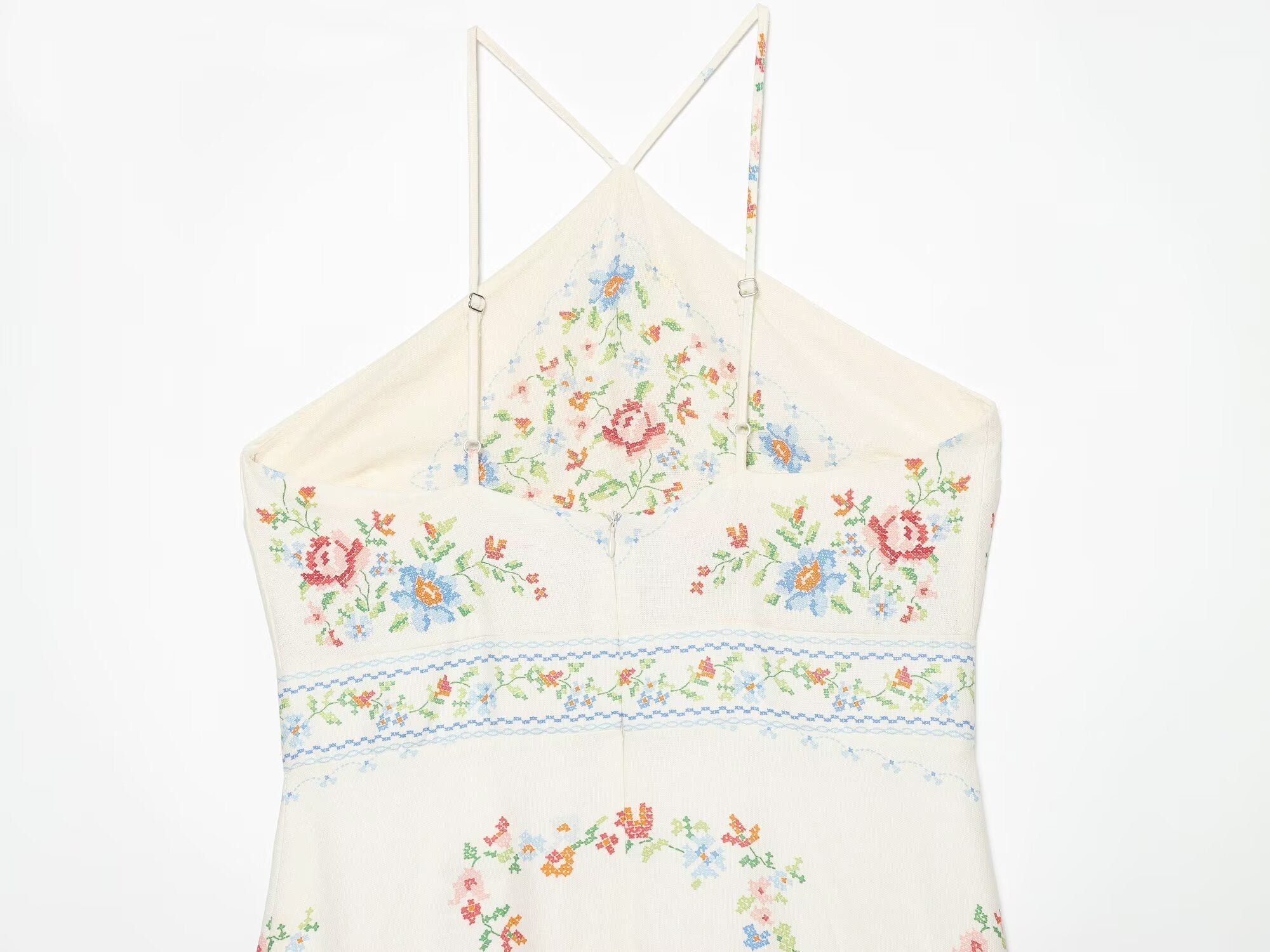 Women's linen blend printed MIDI dress