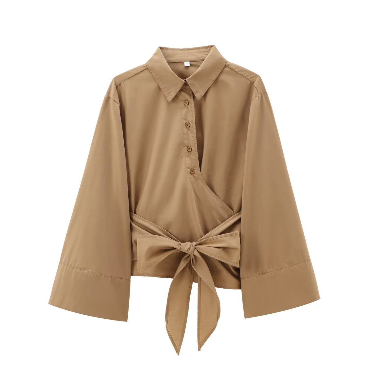Women's bow decoration casual poplin shirt