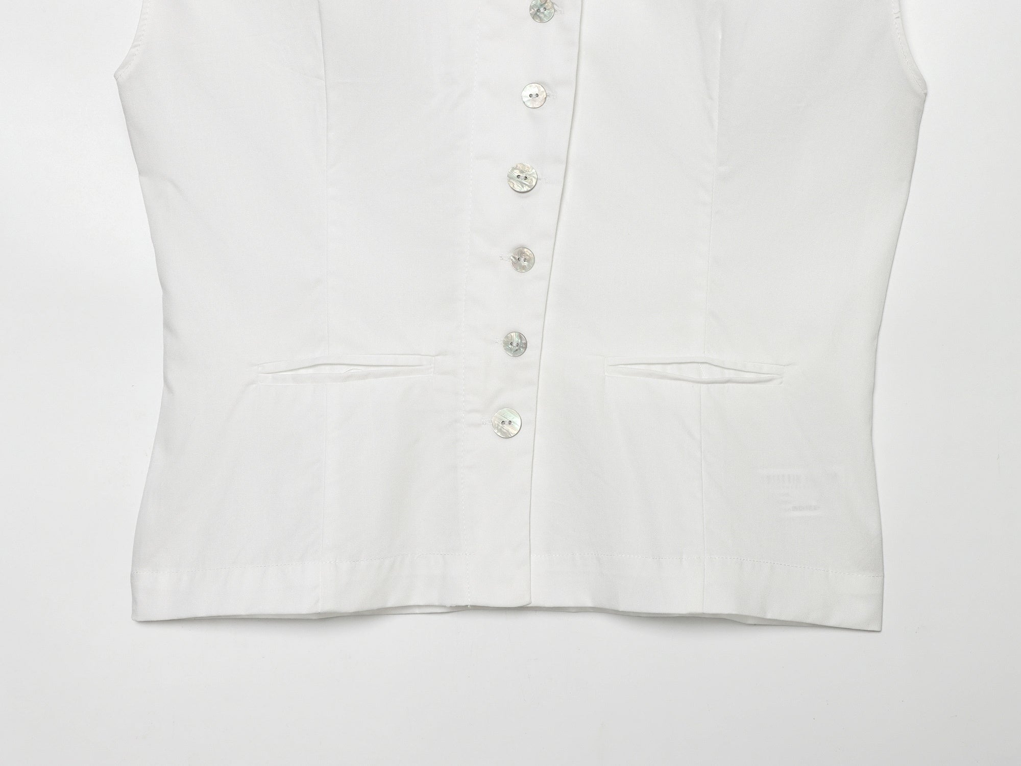 Women's breasted decorative sleeveless lapel top